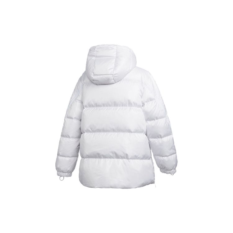 Adidas Originals Down Jacket Double Logo Shiny Side Slit Warm Hooded Down Coat Women Jacket White GE0985