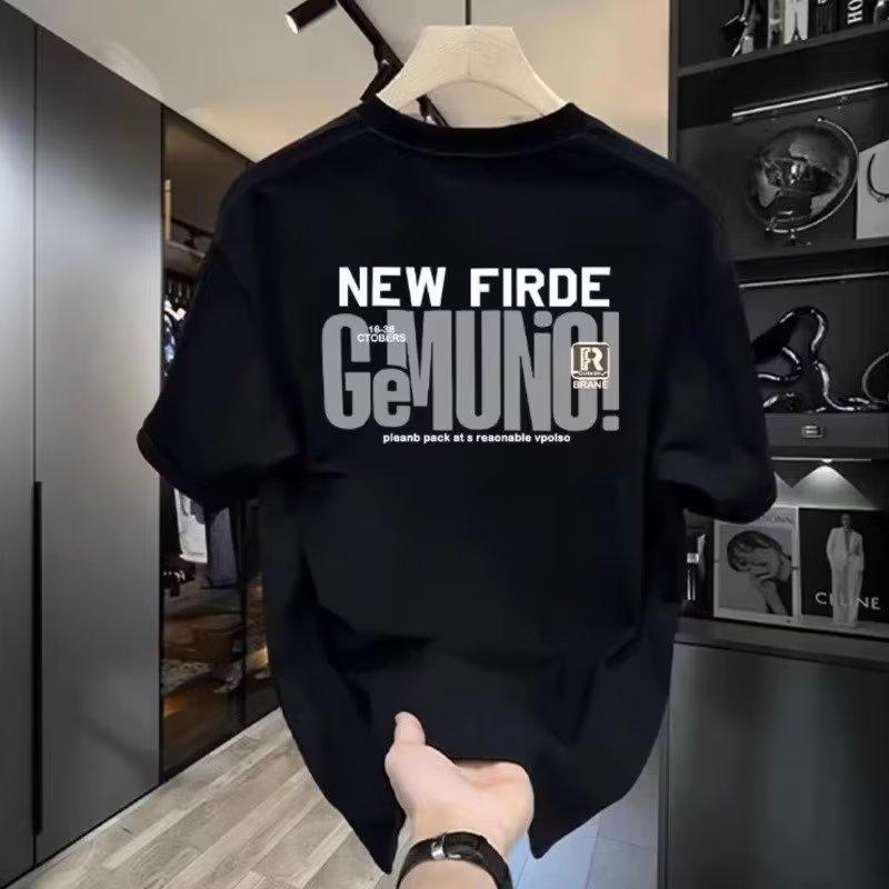 

Мужская модная летняя хлопковая футболка свободного кроя - Принт с буквами, круглый вырез, рукав до локтя 5XL