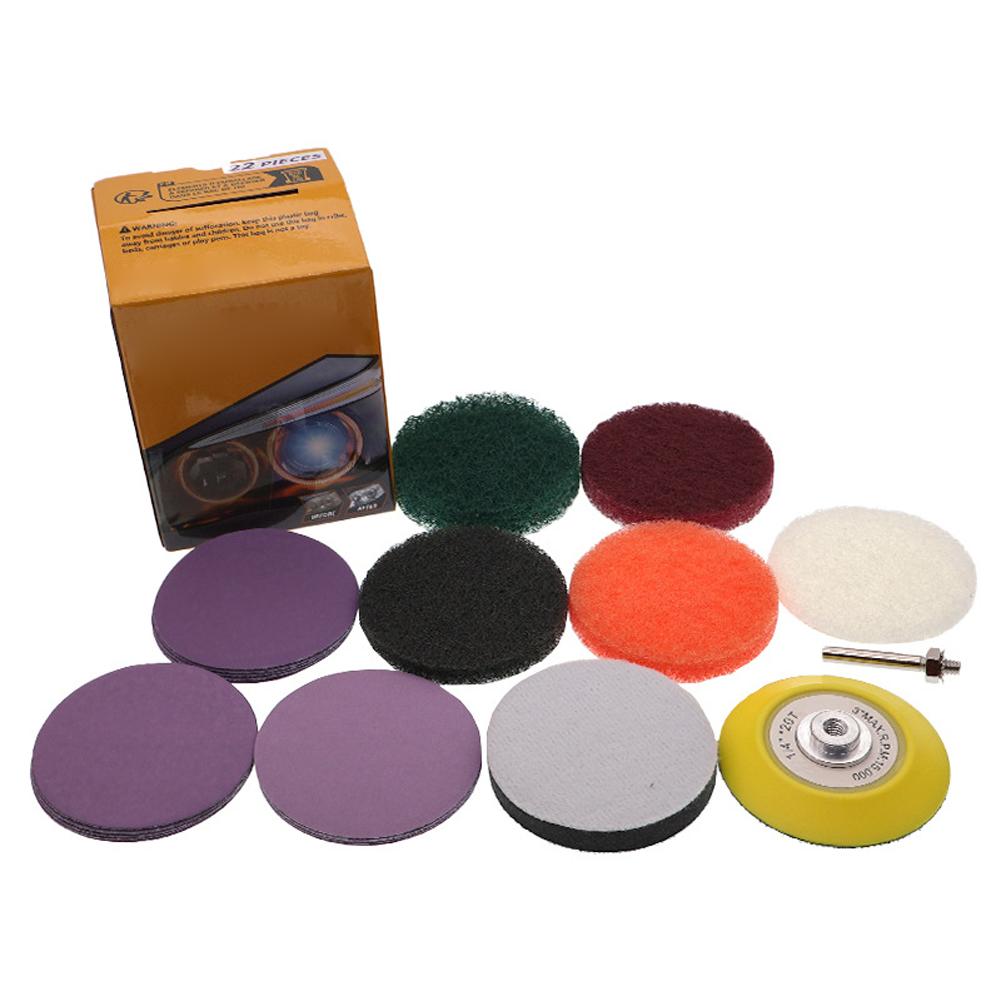 22Pcs Headlight Restoration Kit with Multiple Sandpaper Grades for Clear Car Lights Fast and Easy Polishing Process