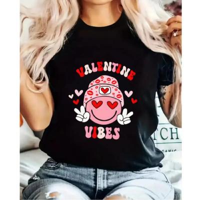 Chicfull Girls' Valentine's Day Love Heart Print T-Shirt - Casual & Stylish, Breathable - Perfect for