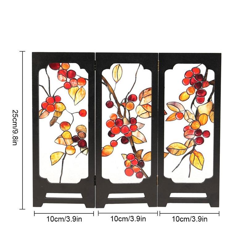 Creative Chinese-Style Floral Bird Acrylic Screen Ornament Retro Pattern Screen Crafts Desk Display Craft Home Decoration Gift
