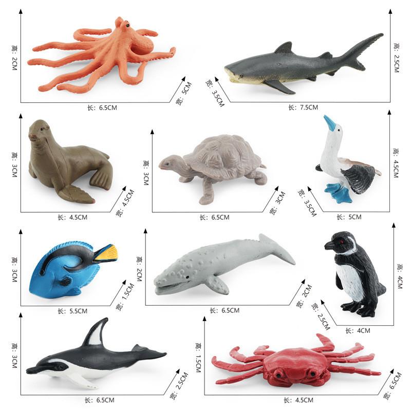 Realistisches Pazifik-Meeresbewohner Modellset PVC Grauer Walhai Krabbe Schildkröte