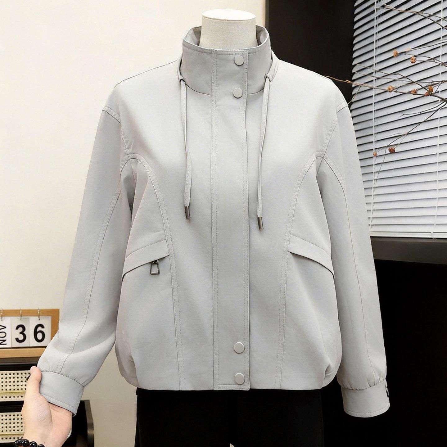 

2026 Spring Women s Lapel Jacket - Elegant, Loose Fit for Middle-Aged Mothers XL (125-140 jin) білий/сірий колір