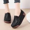 Spring and Summer Women Fashion Loafers Genuine Leather Moccasins Autumn Slip-on Casual Round Toe Wedge Platform Rocking Shoes