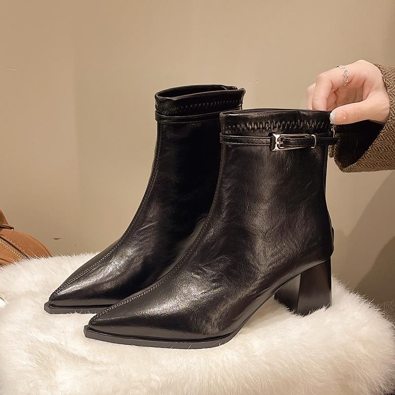 

Sexy High top Heels Women Pointed Toe Chunky Elegant Fashion Pumps Winter New Party Chelsea Boots Mujer Botas 35