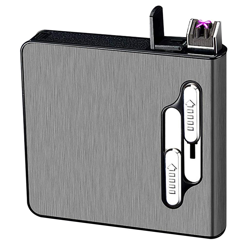 Cigarette-Case,Rechargeable Dual-Arc Lighter Cigarette-Box,Holds 20-Cigarettes