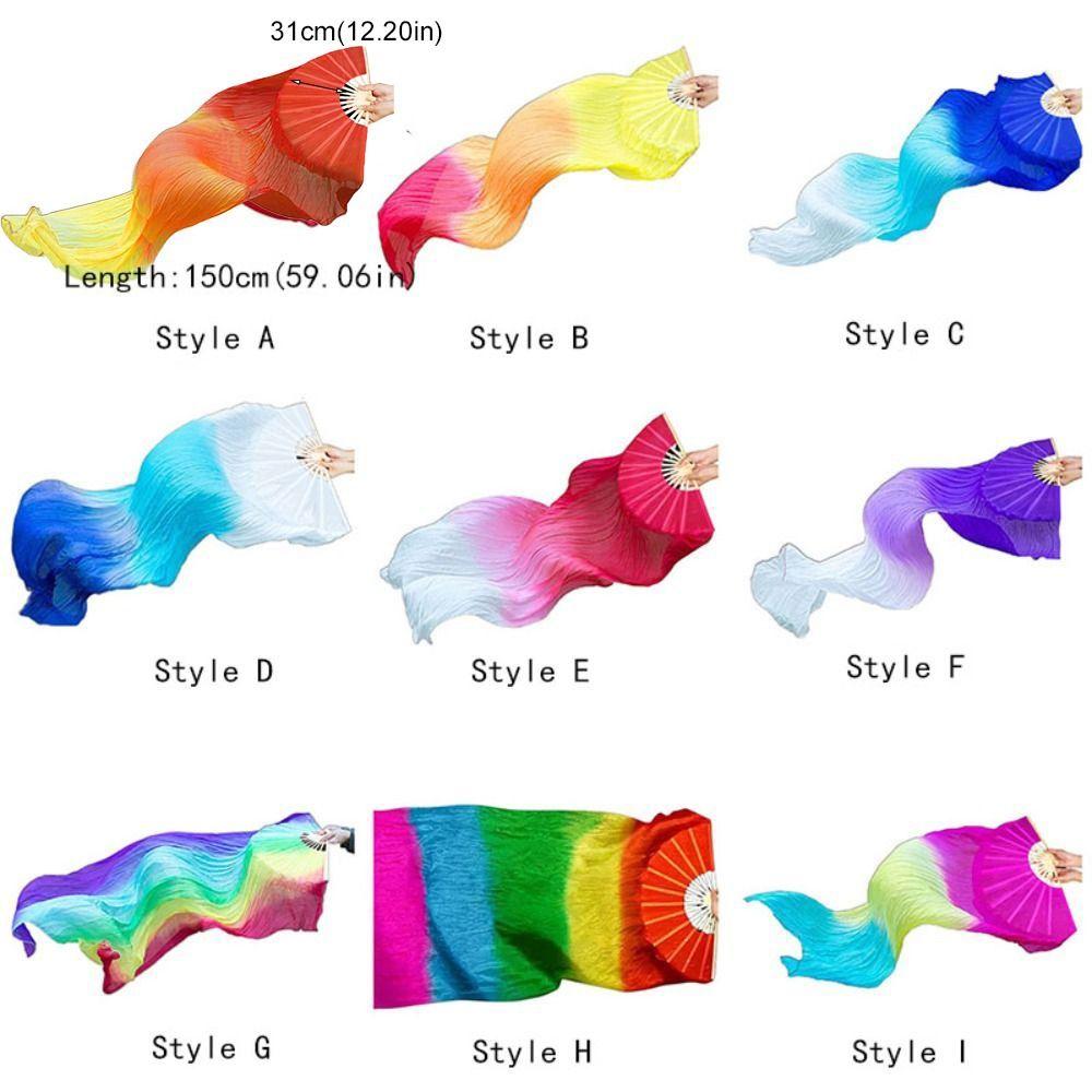 150cm Belly Dancing Fan Imitation Silk Yangko Dance Props Performance Props Dance Long Fan  Stage