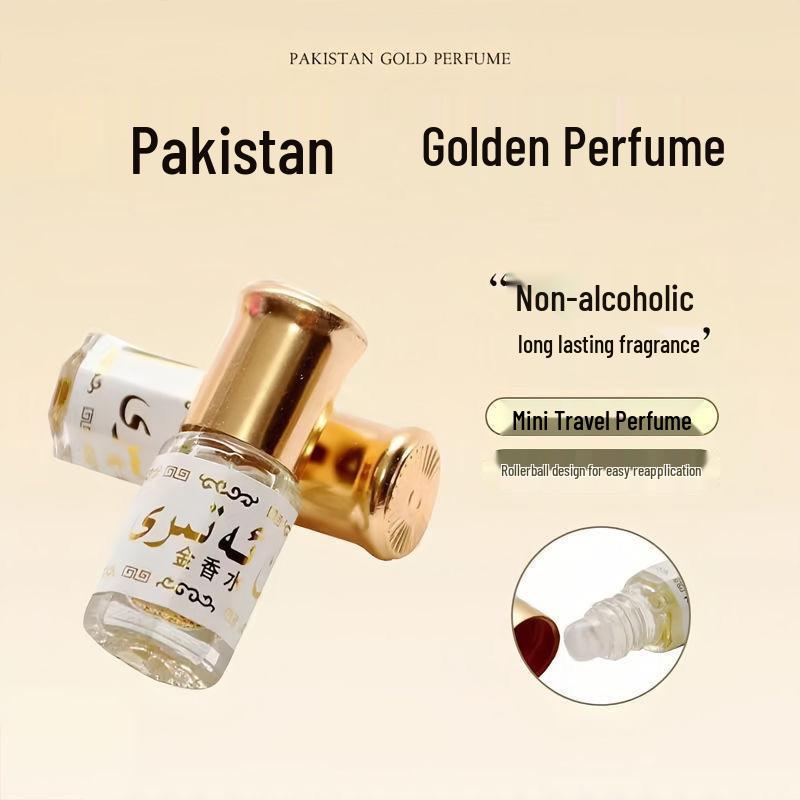 3ml Alcohol-Free Gold Perfume with Saudi Arabia Floral & Fruity Scent, Rolling Ball Design, Popular Foreign Trade Item