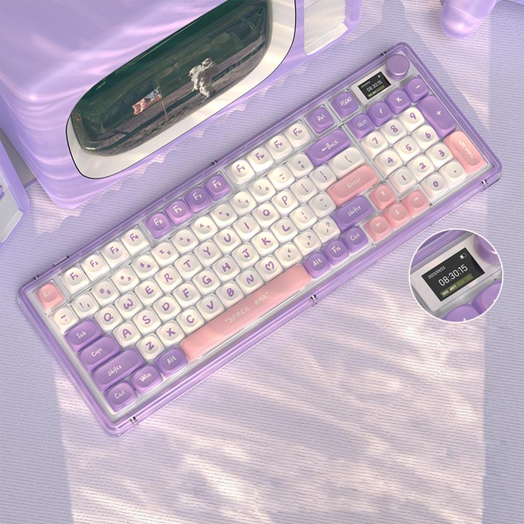 OUSEITECH V99 Gaming Keyboard Gasket Structure 96 Keys Keyboard Hot Swap Compatible TFT Color Screen Mechanical Keyboard PBT Keycaps Wired 5000mAh RGB