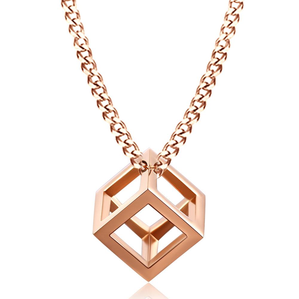 European and American New Product 13MM Fashionable Three-dimensional Hollow Square Rubik's Cube Necklace