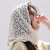 Fake Collar Hollow Out Lace Shawl White Crochet Flower Scarves Simple Knitted Triangle Scarf  Women