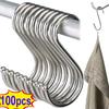 Multipurpose S Shaped Hooks Stainless Steel Black Silver Hanging Hooks for Home Kitchen Bathroom Clothes Towels & Grocery Bags