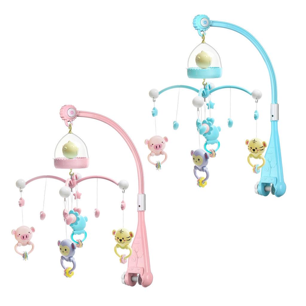 Baby Rattles Crib Mobiles Toy Holder Rotating Mobile Bed Bell Musical Box Projection 0-12 Months