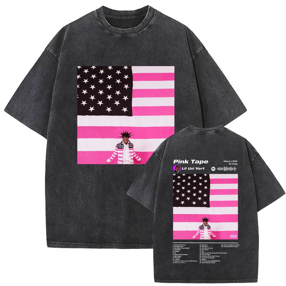 Washed Rapper Lil Uzi Vert Vintage Graphic T Shirts Men Women Hip Hop Short Sleeve Oversized Streetwear Fashion Tshirts Unisex