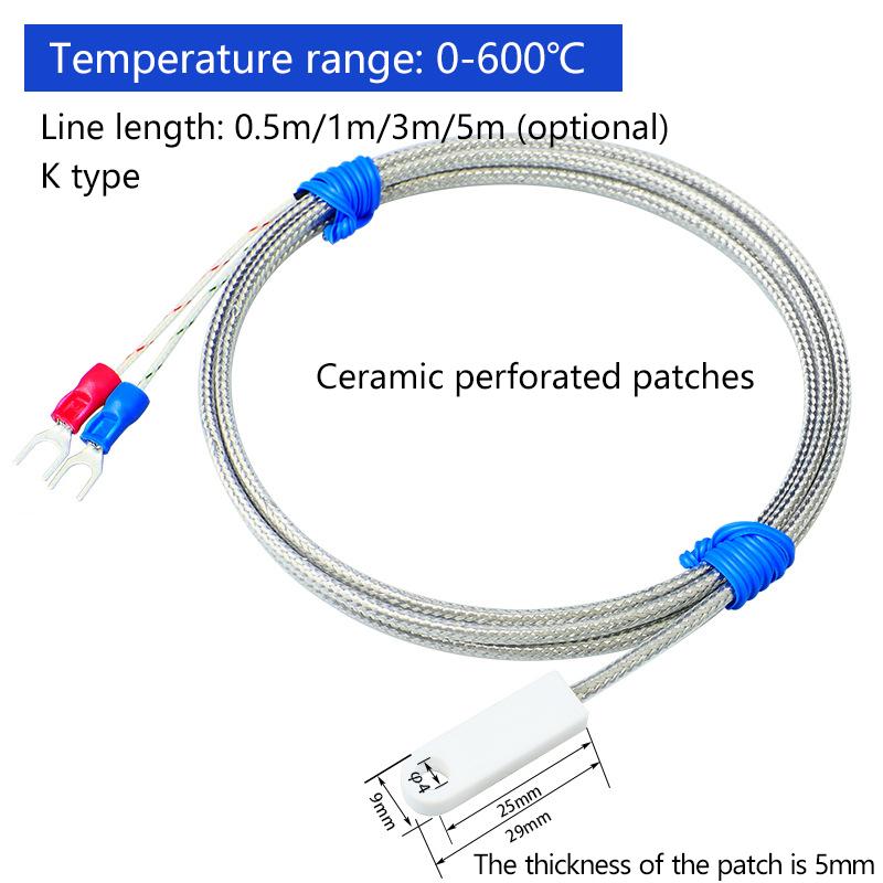 

PT100/K type ceramic insulated surface resistance temperature sensor with hole mounting 1m