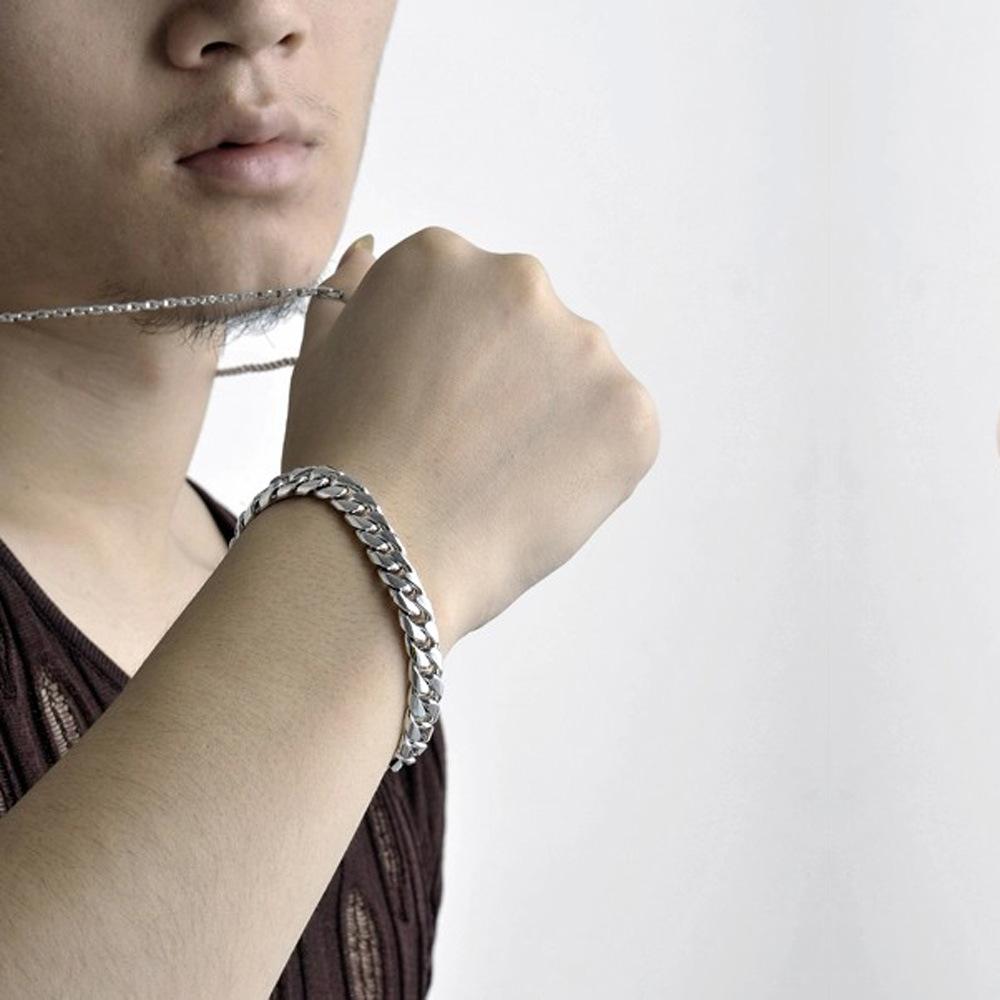 8Mm Men'S Whip Chain Bracelet Popular Plated Thick Platinum Trendy Men'S Silver Jewelry