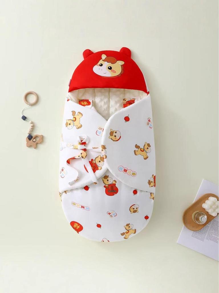 Newborn Anti-Kick Swaddle Sleeping Bag - Pure Cotton Winter/Autumn Thickened Baby Receiving Blanket