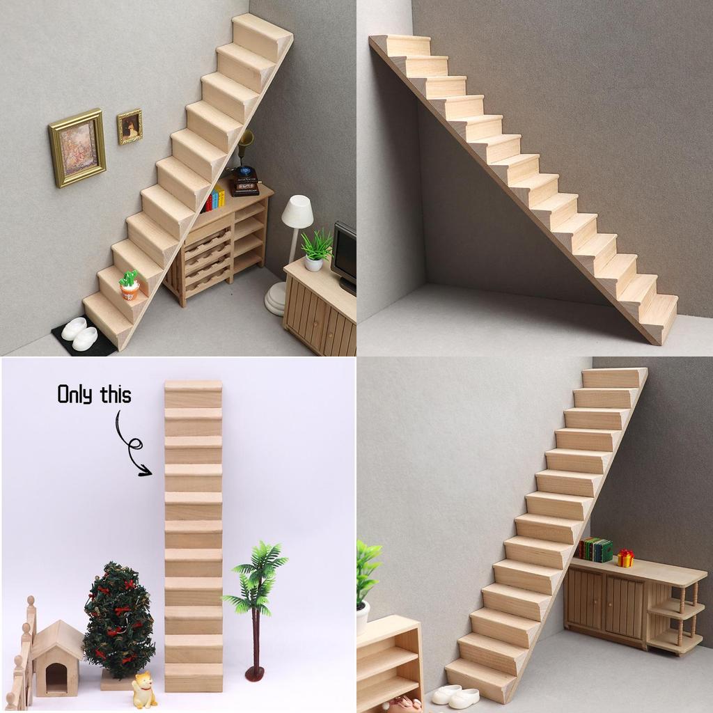 Сучасний ляльковий будиночок Мініатюрні меблі Дерев'яні міні-сходи для лялькового будиночка 1:12