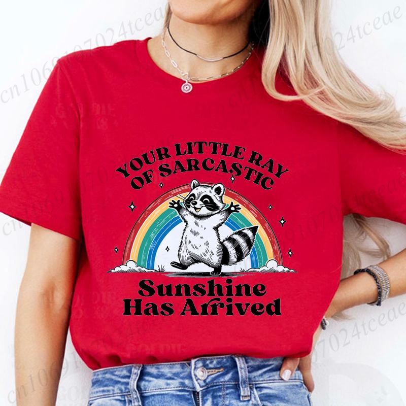 Your Little Ray of Sarcastic Sunshine Has Arrived Raccoon Shirt,Sarcastic Raccoon Women's T-Shirts,summer Fashion Tee T-Shirts
