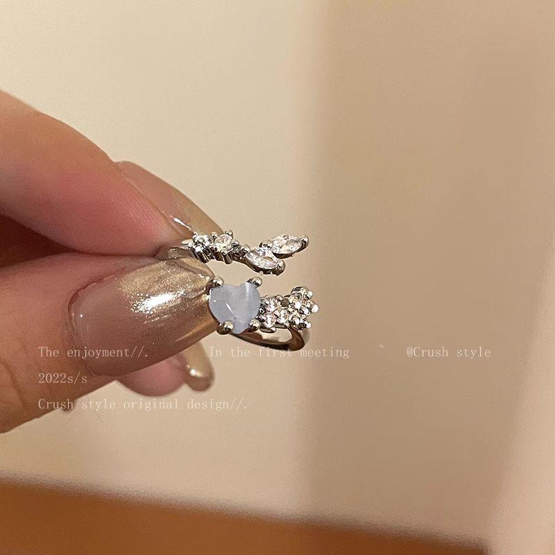 Aquamarine Heart Zircon Adjustable Moonlight Women's Ring - Luxury Design
