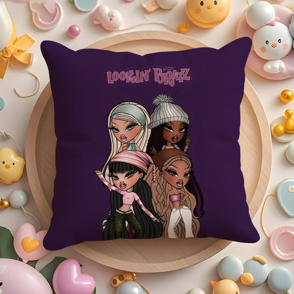 PIKPAKA Fashion BBratz MMask Gir Cushion Cover Plush Fabric Soft DoubleSided Printed Sofa Warm Winter Home Gift Pillow Cover