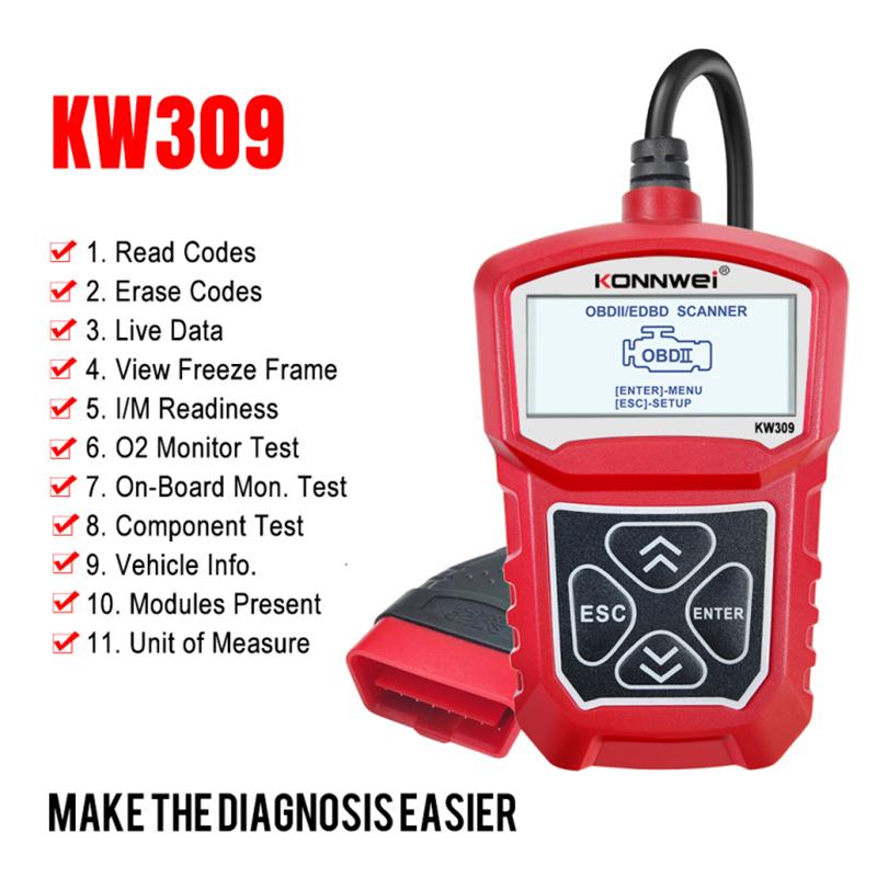 

KONNWEI OBD1 KW309 Портативный сканер Автомобильный считыватель Масляная лампа Сервис сброса нескольких языков Автомобильные диагностические инструменты для автомобилей