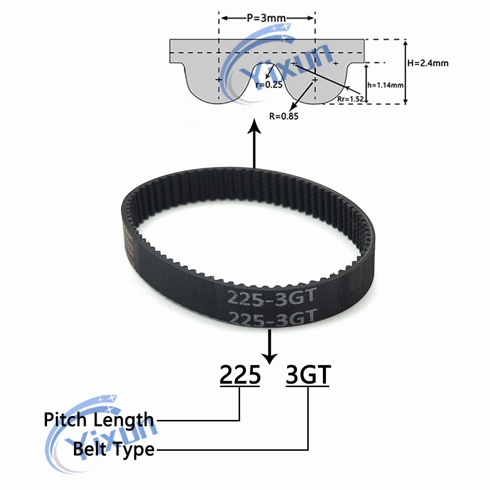 3GT Rubber Loop Timing Belt Length 279 282 285 288 291 294 297 300 303 306 309 312mm Width 6/9/10/15/20mm Synchronous Drive Belt
