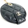 CHANEL Round name tag Logo CC Matelasse Quilted Charm Bag Charm Key Holder