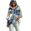 Women's Casual Camouflage Print Hooded Pullover Top with Three-Quarter Sleeves