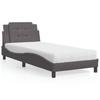 Vidaxl Bed With Mattress, Grey, 100X200 Cm, Faux Leather