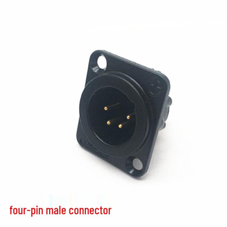 Gold-Plated Black Metal XLR Socket: Male & Female, 3-Core/4-Core/5-Core Options