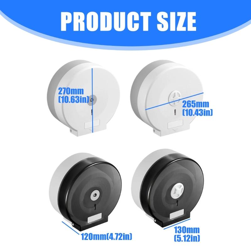 Wall Mounted Large Roll Toilet Paper Holder Dust Proof Cover Space Saving Design Easy Installation For Public Bathroom