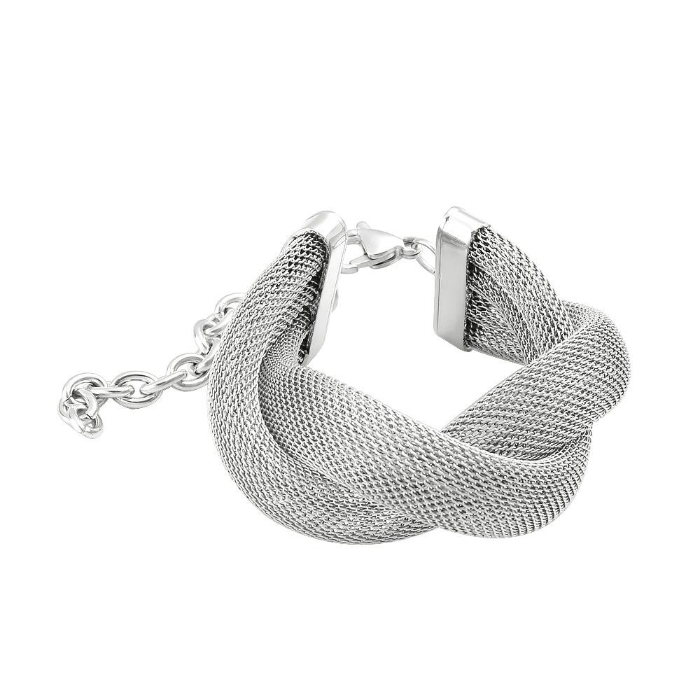 Elegant Women s Stainless Steel Mesh Chain Bracelet Set