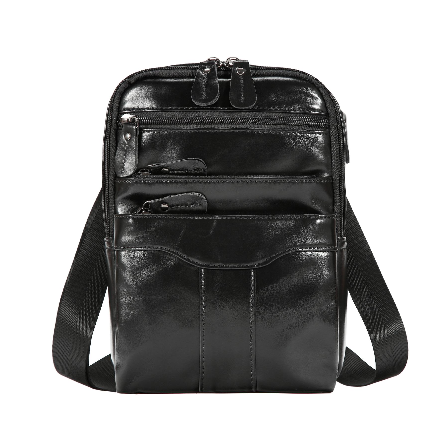 Multifunctional Messenger Bag Oil Wax Leather Leather Men S Breast Bag Outdoor Leisure Commuting Retro Men S Bag