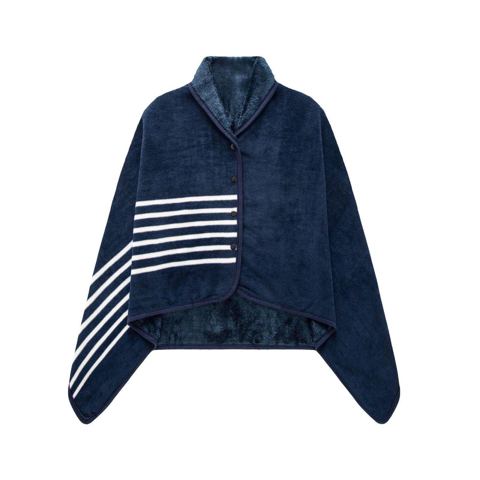 

Buckled Shawl Blanket Versatile Shawl Blanket A-Type Warm Double-Layer Thick Office Student Dormitory Nap Blanket Nap L синій