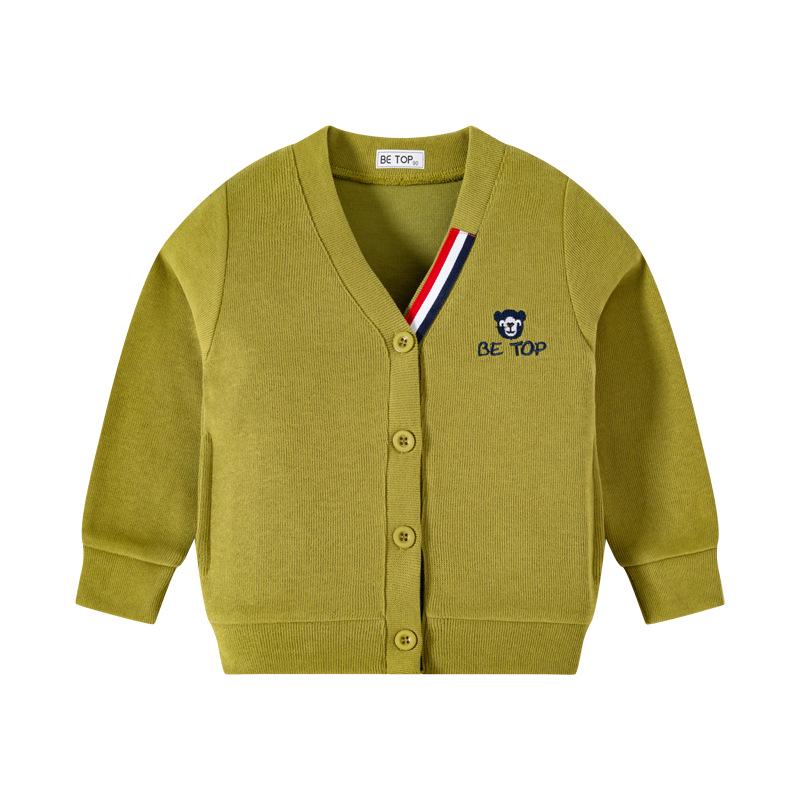 betop 2026 Kids Spring/Autumn Jacket: French Ribbed Knitwear, Embroidered Cardigan for Boys 140 cm