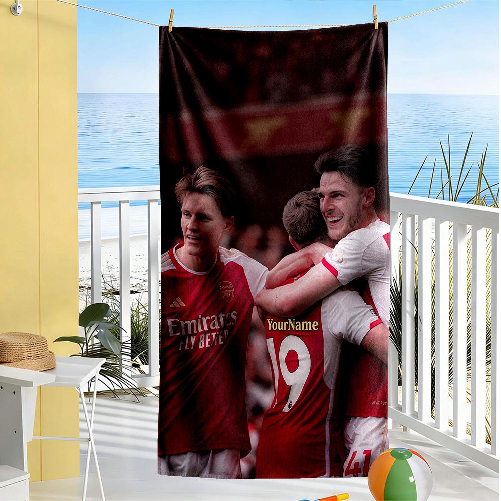 Arsenal Customize Your Name Beach Towel Super Soft & Absorbent Suitable for Sports Travel Swimming Yoga Bathroom Beach And Pool