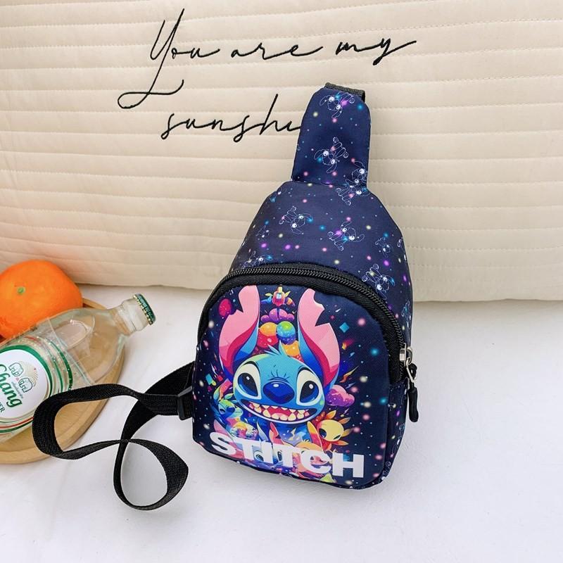 Stitch Cartoon Kids Coin Purse Chest Bag With Polyester Lining For Daily Outdoor Use