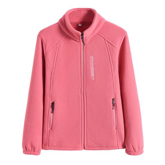 Jarní Zimní Dámská Bunda Stojáček Polární Fleece Zapínání na Zip Bunda Dlouhý Rukáv Jednobarevný Kardigan Udržuje Teplo Sportovní Svrchní Oblečení s Kapsami