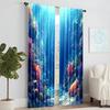 2 pcs   versatile polyester transparent curtains for home decoration Blue Underwater Landscape for use in bedrooms and living