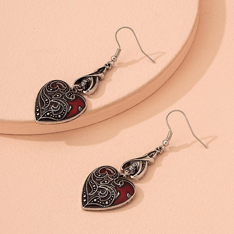 1Pair Gothic Earrings Personality Bats Heart-Shaped Earrings Halloween Jewelry