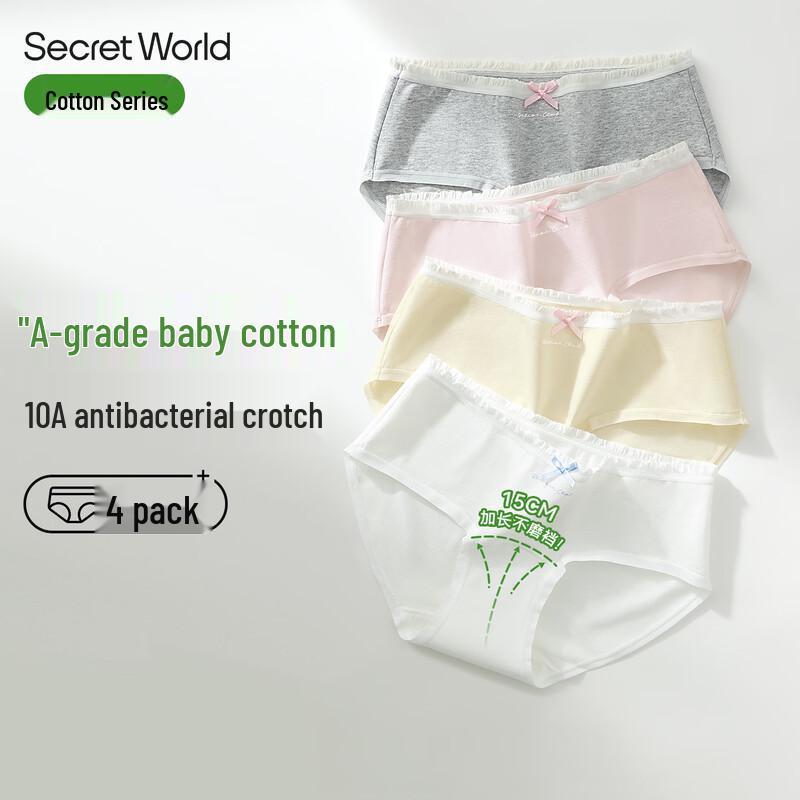 SecretWorld Women s 100% Cotton Antibacterial Briefs L