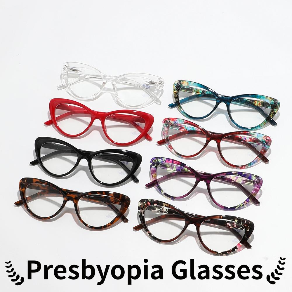 Stylish Blue Light Blocking Cat-Eye Frames Readers for Ladies Euro-American Multi-Purpose Bag Flower Readers High Definition Clear Vision