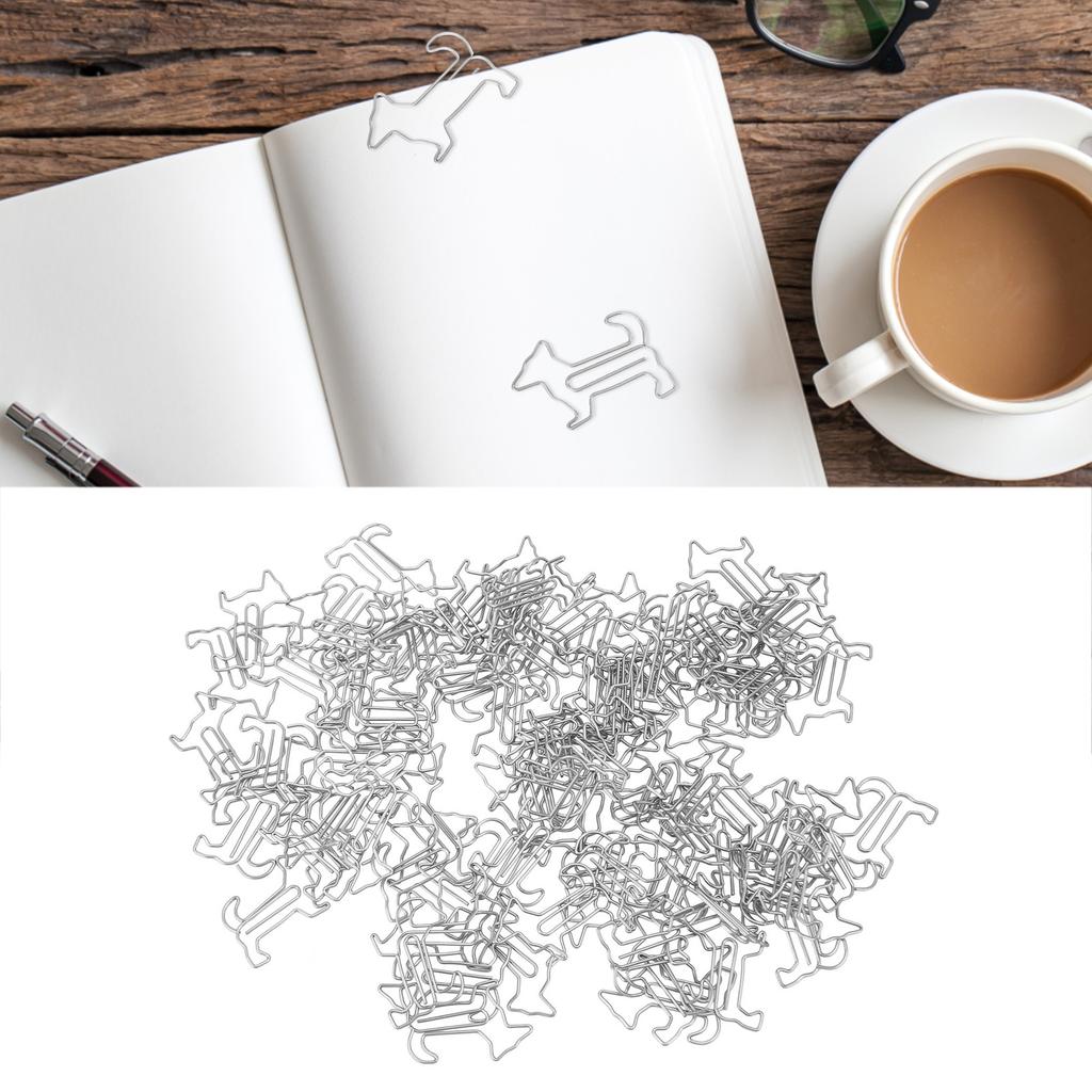 100pcs Dog Shape Paper Clips Crtively Cute Plated Metal Bookmark Paper Clips for Students Stationery