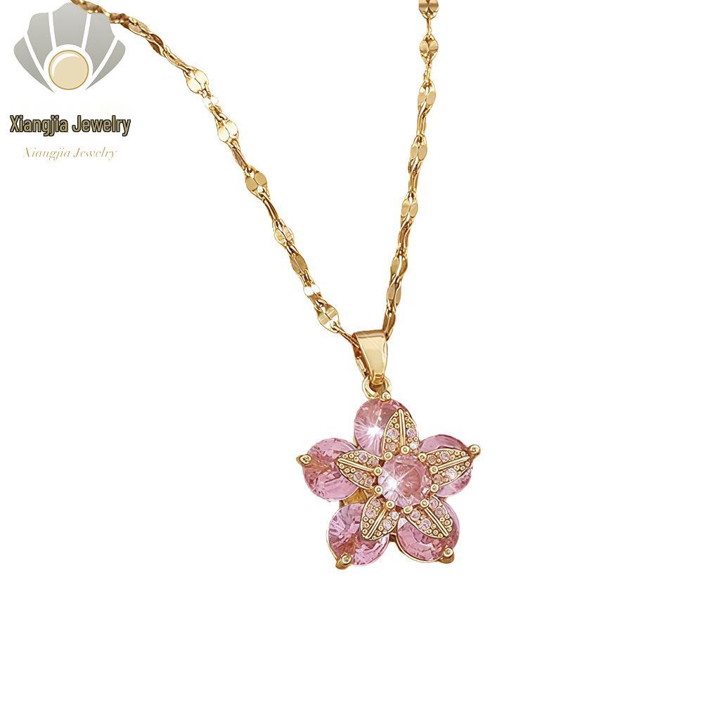 Färgglad Zirkon Roterbar Hängsmycke Halsband för Kvinnor - Mångsidig och Trendig Nyckelbenskedja