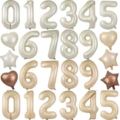 40-Inch American Caramel Cream Number Balloons - Birthday Party Decoration Slim Aluminum Foil Balloons