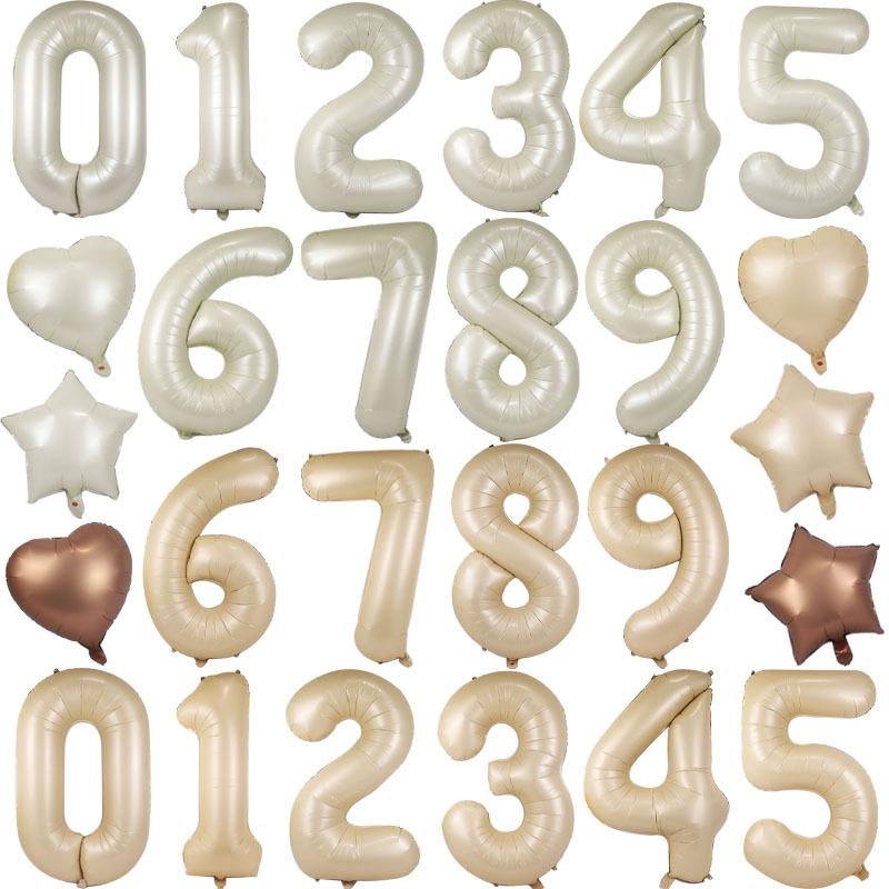 40-Inch American Caramel Cream Number Balloons - Birthday Party Decoration Slim Aluminum Foil Balloons