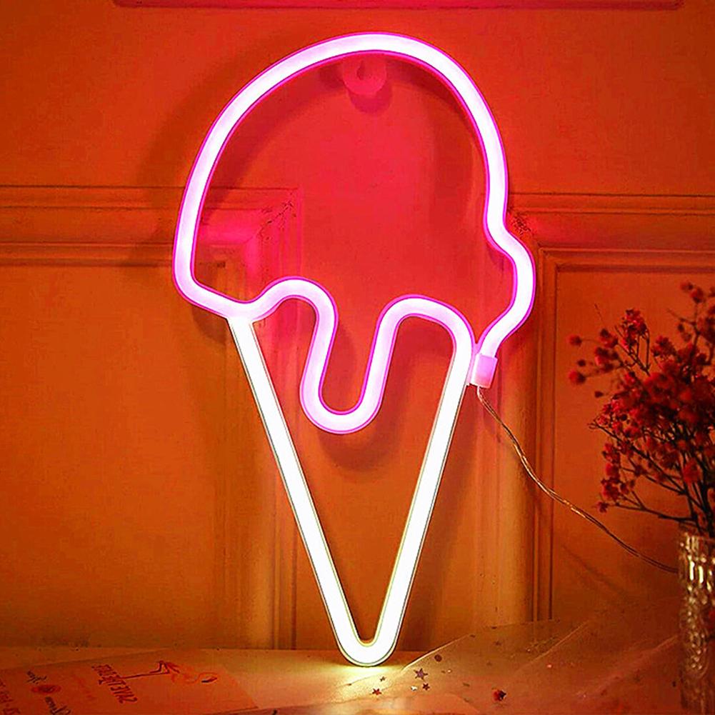 Ice Cream Neon Sign LED Light, Battery Or USB Powered Neon Light Up Signs, For KTV Pub Bar Party Home Bedroom Decorations Aesthetic Birthday Gifts