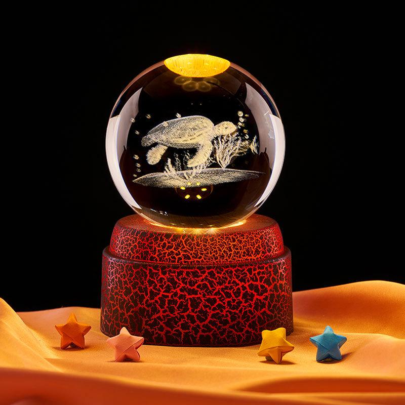 Laser Engraved Sea Turtle Crystal Ball Night Light - Perfect Birthday Gift for Friends or Classmates