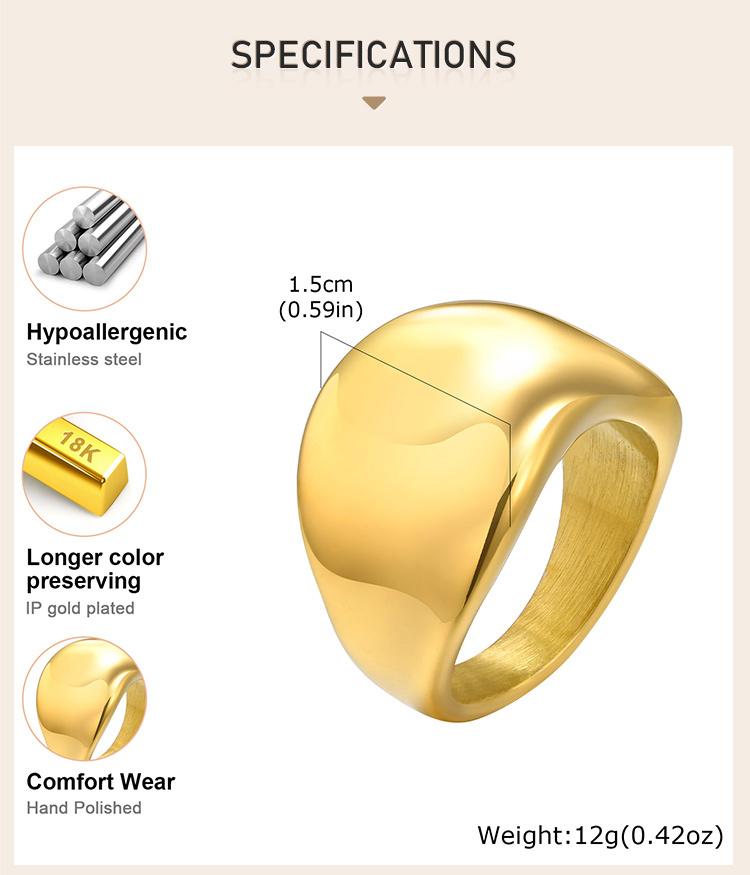 Wide Statement Rings For Women, Stainless Steel Chunky Thumb Band Ring, Non Tarnish Minimalist Jewelry